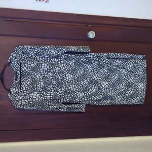Lauren Ralph Lauren Black and White Geometric Midi Dress